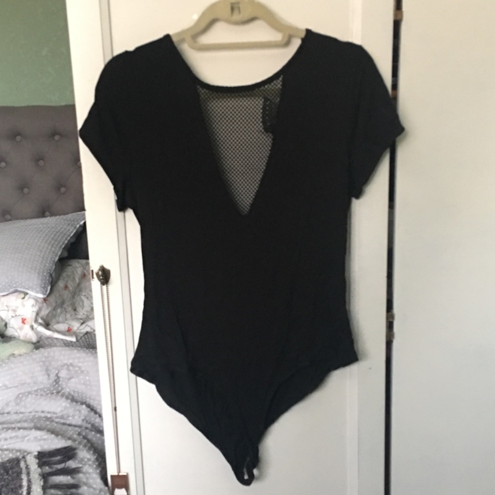 Fashion Nova Black Deep Plunge Peekaboo Bodysuit